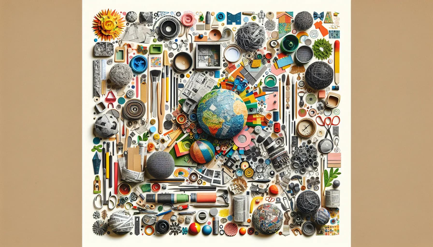 A collage of diverse objects from around the world symbolizing the complexity and interconnectedness of global culture