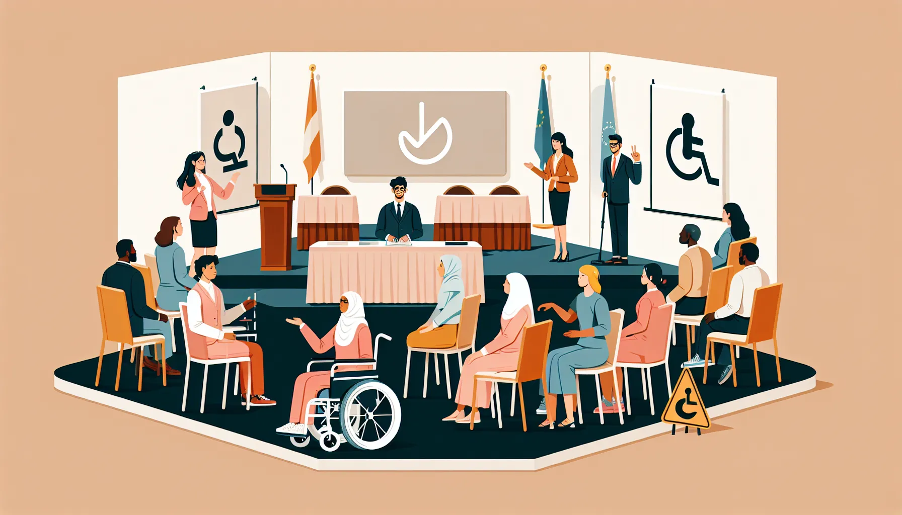 Diverse group of people attending an accessibility and inclusion conference