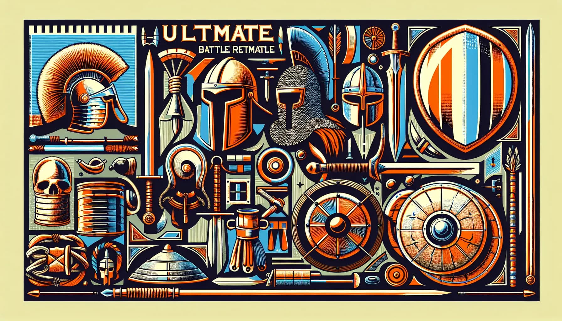 A tapestry of battle and glory showcasing a collection of medieval and fantasy armor and weapons