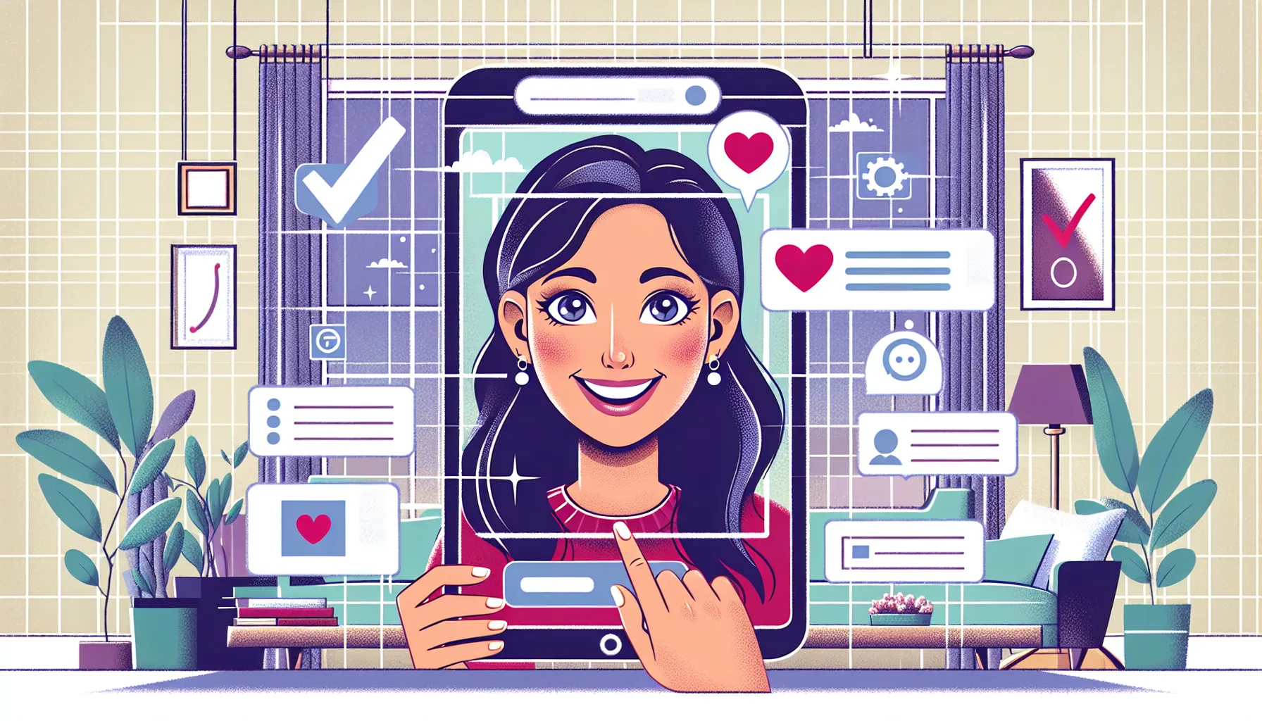 A young woman seamlessly integrates technology and creativity in her modern workspace