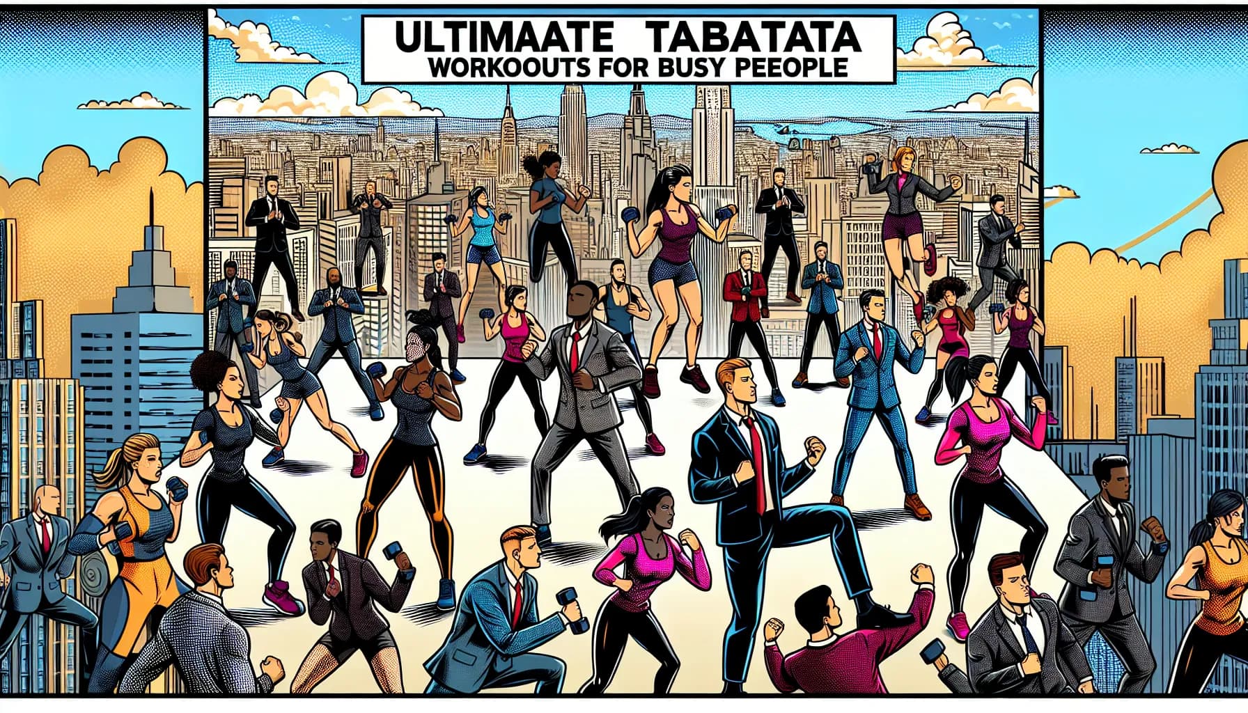 Cityscape fitness frenzy: enthusiasts unite for a high-energy, rooftop Tabata session