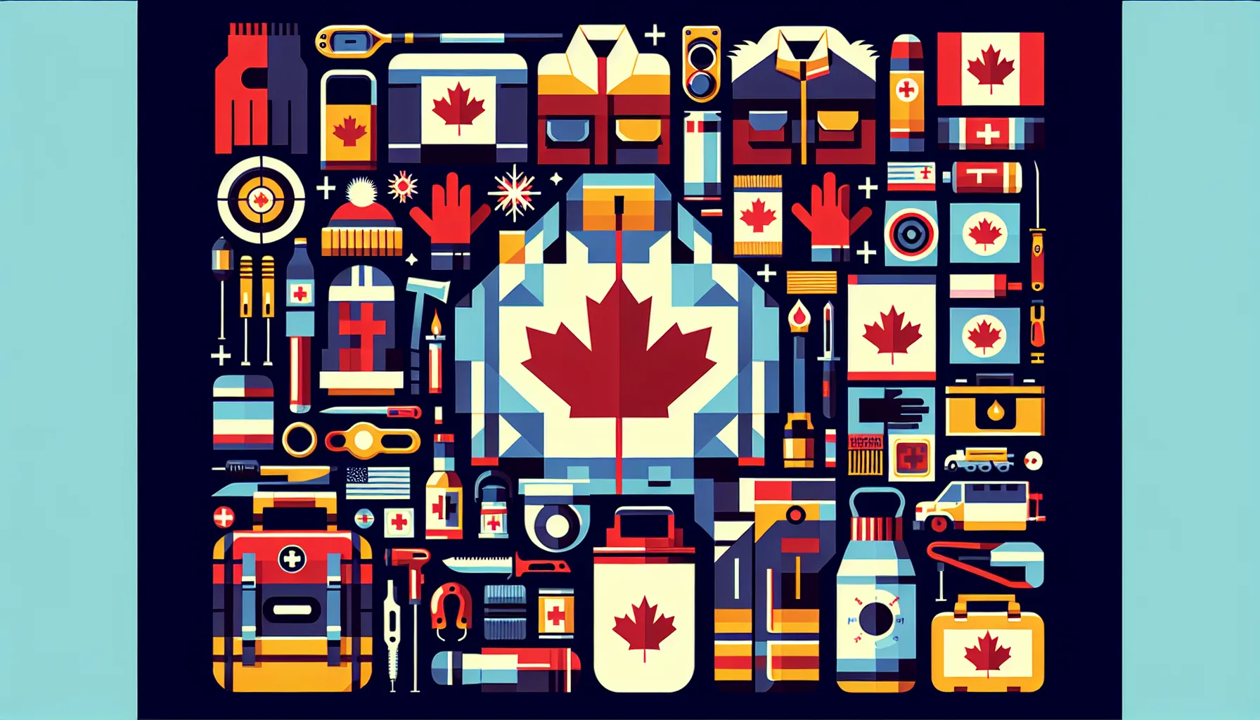 A vibrant mosaic of Canadian icons and symbols celebrating the culture and beauty of Canada